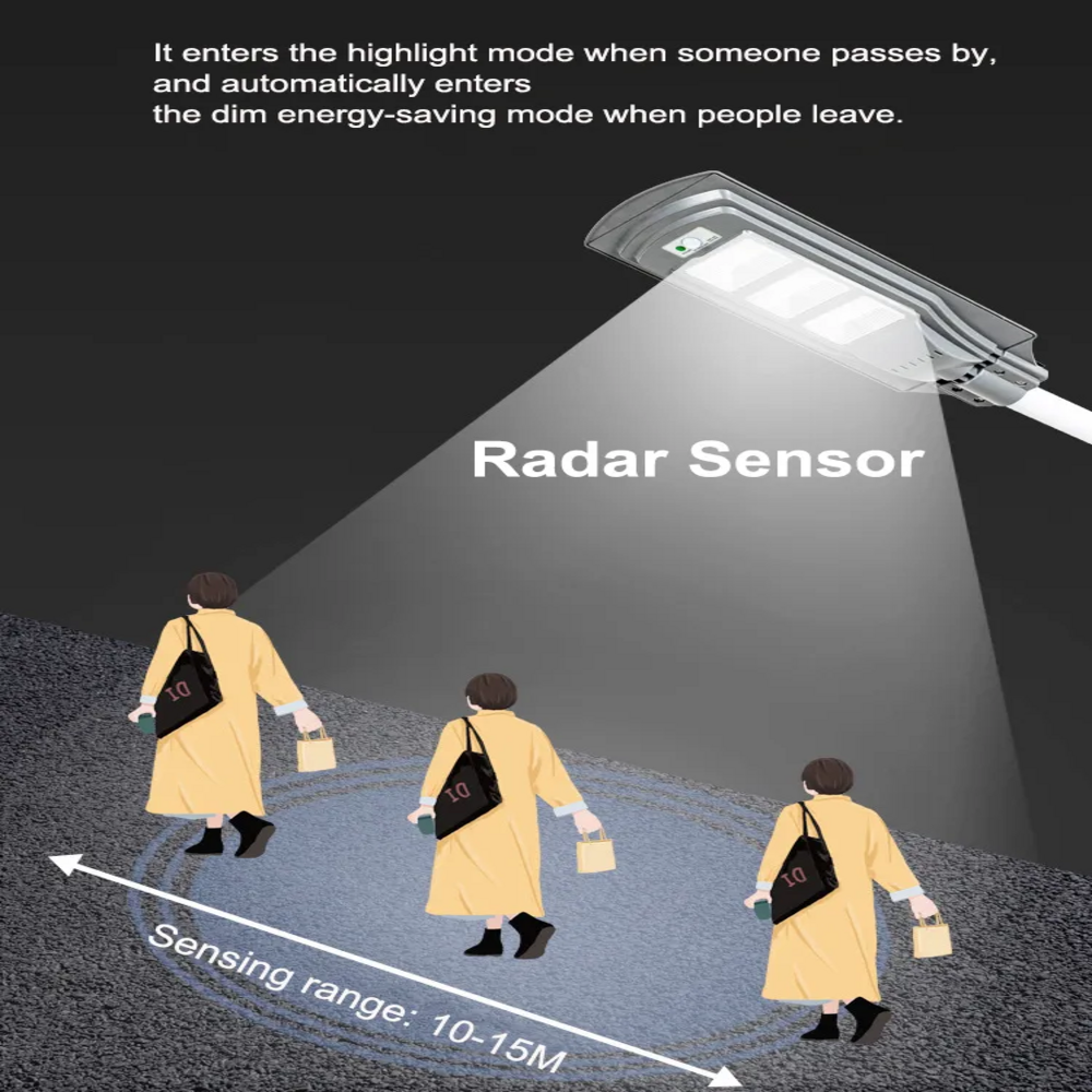 Lampione stradale da esterno a LED solare a induzione da giardino tutto in uno con pannello fotovoltaico-FATTO